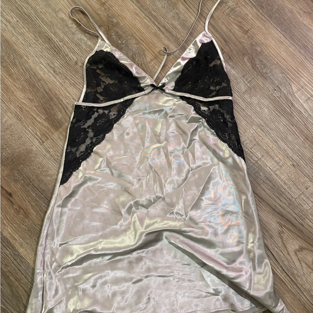 Lace Trim Satin Slip Dress